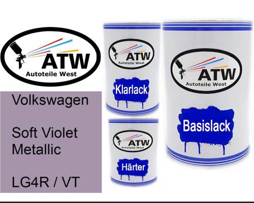 Volkswagen, Soft Violet Metallic, LG4R / VT: 500ml Lackdose + 500ml Klarlack + 250ml Härter - Set, von ATW Autoteile West.